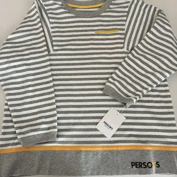PERSON'S 그레이 스트라이프 긴팔 티셔츠