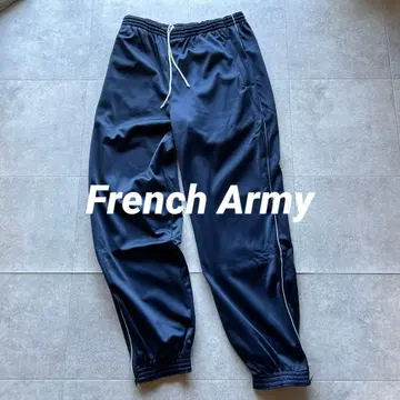 00s 실물 데드스탁 프랑스군 트랙 팬츠 네이비 x 화이트 라인 180