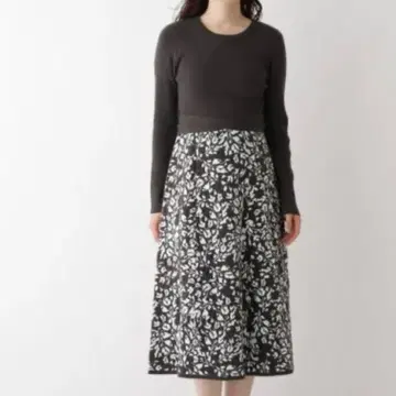 인덱스 보타니컬 패턴 자카드 니트 원피스