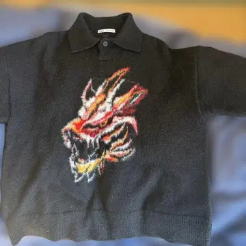 ZARA 블랙 니트 스웨터 M 드래곤 자수