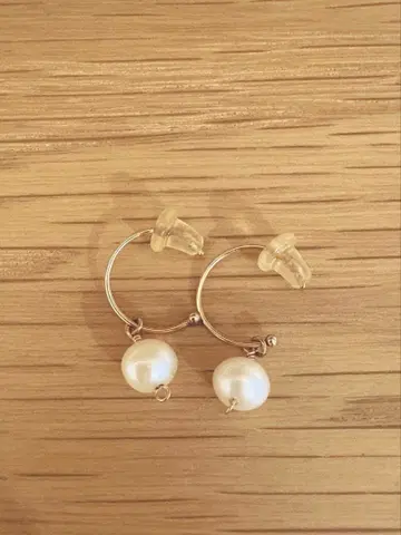 ete 펄 장식 후프 귀걸이