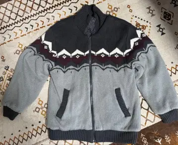 노르딕 무늬 플리스 자켓