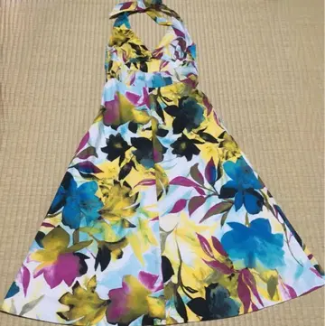 협의 환영 ZARA BASIC 꽃무늬 홀터넥 원피스 USA-M