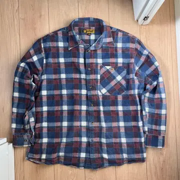 90s 유로 구제 의류 Worker XL 체크 무늬 프린트 플란넬 셔츠