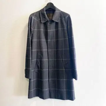 매킨토시 체크 무늬 스텐카라 코트