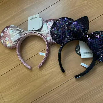 리본 달린 머리띠 (핑크, 블랙)