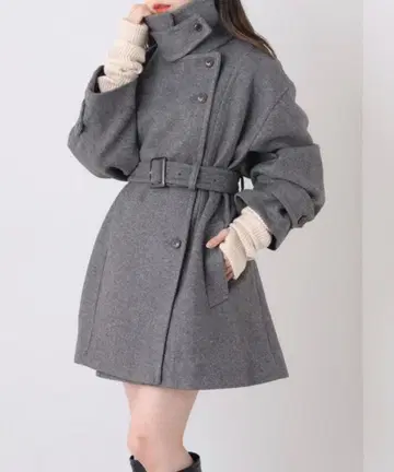 Chico 스탠드 카라 미들 기장 오버코트 ( CGRY )