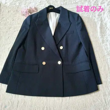 시착만 한 미라 오웬 더블 블레스 금장 버튼 오버 네이비 재킷