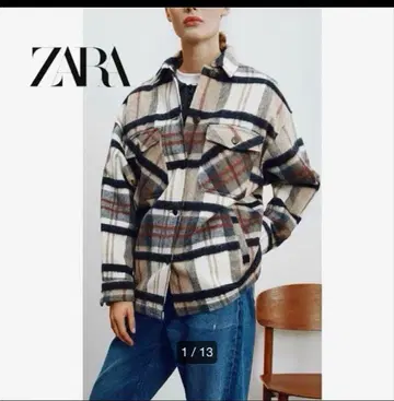 ZARA 체크 무늬 기모 긴팔 셔츠 자켓 M