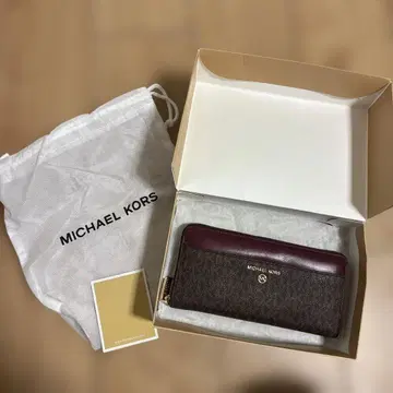 MICHAEL KORS 가죽 장지갑 브라운/버건디