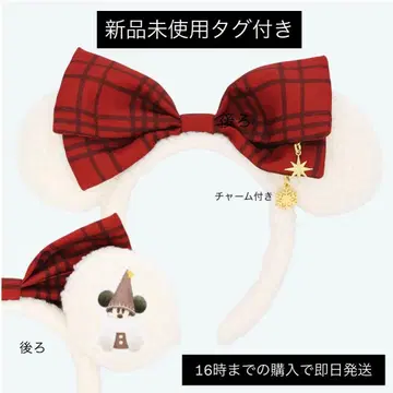 2025 릴린린 머리띠 디즈니 크리스마스 리본 빨간색 보아