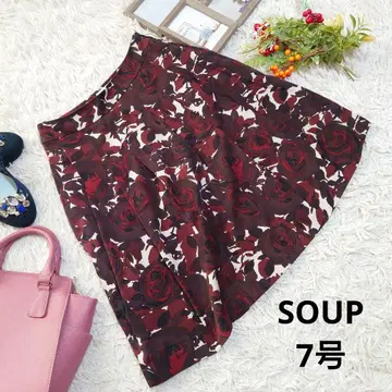 SOUP 스커트 ( S ) 브라운 계열/베이지/장미 패턴/플레어 스커트