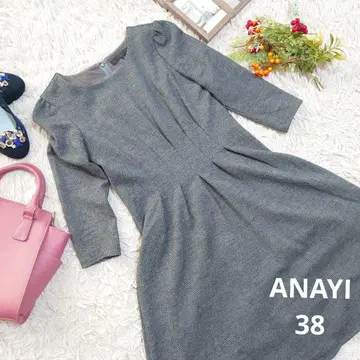 ANAYI A라인 원피스 ( M ) 그레이/하운드투스 체크/7부 소매