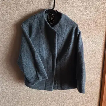 울 혼방 노카라 자켓 7부 소매