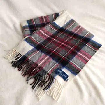 [존 스캇] 대형 체크 스톨 머플러 빨강 파랑 흰색 121