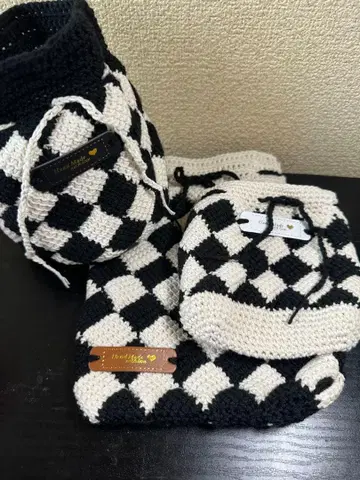 블랙과 화이트 체크 무늬 복조리 3세트