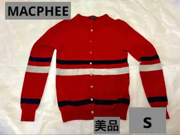 새상품급 MACPHEE 롤랜드 레드 스트라이프 가디건 S