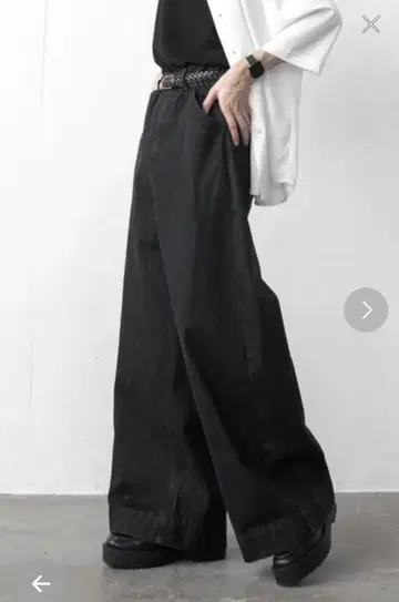 [ Casper John ] 와이드 배기 데님 블랙