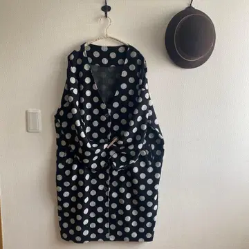 안티카 antiqua 롱 가디건 도트 아크릴 폴리에스테르