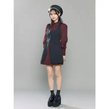 EATME 2WAY 레이어드 셔츠 원피스 보르도