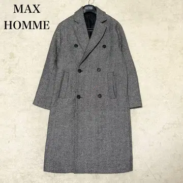 레어 MAX HOMME 울 체스터 코트 더블 브레스트 헤링본