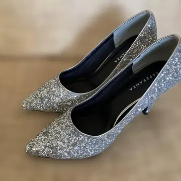 실버 글리터 스틸레토 하이힐