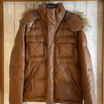폴 스미스 브라운 가죽 다운 자켓 S