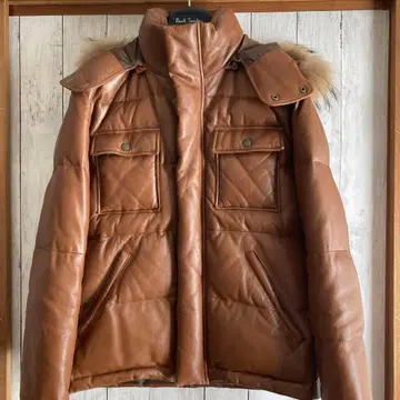 폴 스미스 브라운 가죽 다운 자켓 S