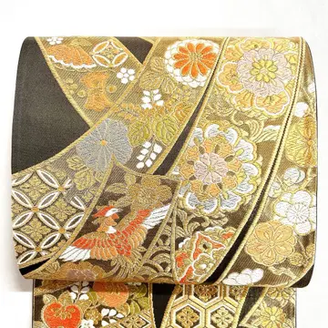 후쿠로 오비 기초 문양 금실 당직 기모노 오비 011k