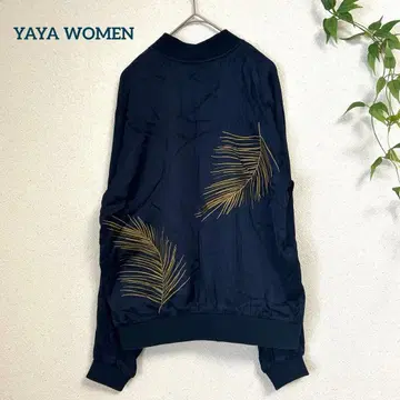 레어 YAYA 백 골드 자수 레이온 블루종 블랙 36 MA-1 고급