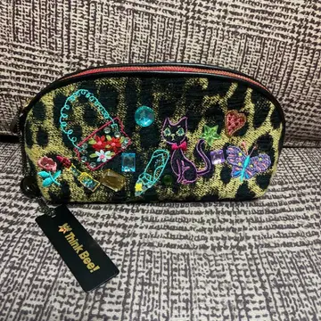 ThinK Bee! 레오파드 자수 파우치 고양이