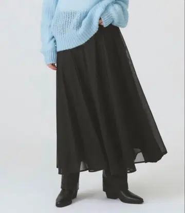 Ray BEAMS 시어 개더 플레어 스커트