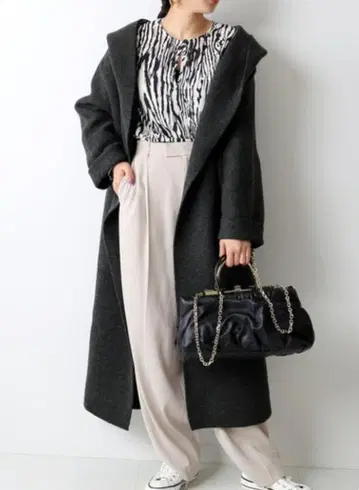 ADAWAS 아다와스 새상품 후디드 롱 코디 가디건