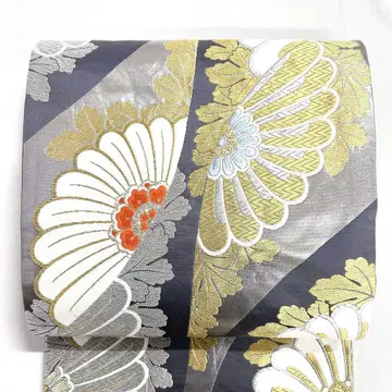 후쿠로 오비 당직 국화 무늬 금실 은실 기모노 오비 011k