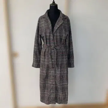 SPRAY PREMIUM 체크 무늬 롱 코트