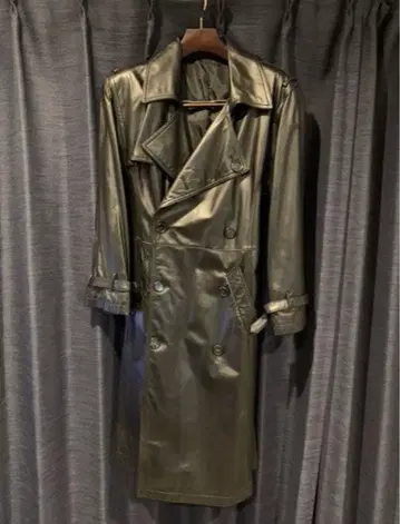 소가죽 블랙 트렌치코트