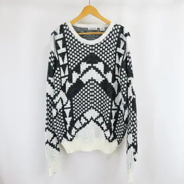 VINTAGE KOMAN 올 패턴 오버 사이즈 아크릴 니트 스웨터 XL