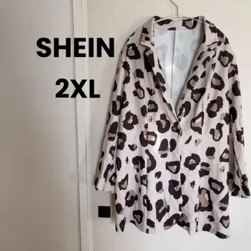 SHEIN [ 2XL ] 레오파드 무늬 테일러드 자켓 아우터 베이지