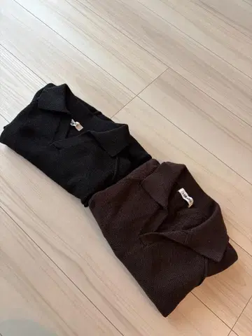 LURAKU 드라이 터치 니트 피케 셔츠 M 2장 블랙 브라운