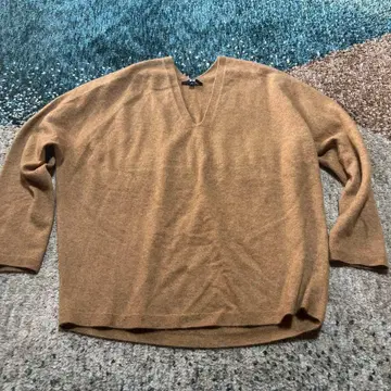 UNIQLO 남성용 XL 카멜 캐시미어 V넥 스웨터 긴팔