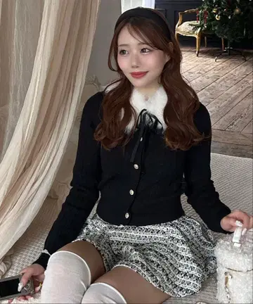 OLIVE des OLIVE 퍼 티펫 부착 케이블 가디건