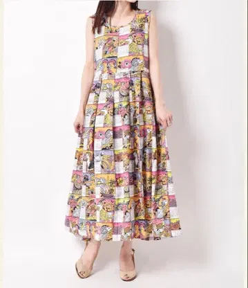 별자리 달력 패턴 슬리브리스 롱 원피스 멀티 컬러 올 패턴 새상품