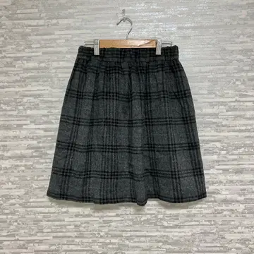하이픈 체크 무늬 스커트 그레이 허리밴딩 진료 택 포함 미니