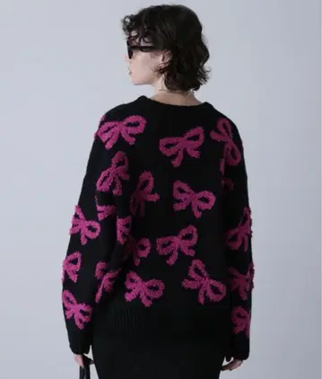 ROSE BUD/리본 무늬/오버 사이즈 니트