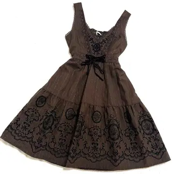 axes femme 엑시즈팜 벨로아 리본 레이스 자수 원피스 모리걸