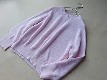 갤러리 바이 크루넥 코튼 니트 핑크