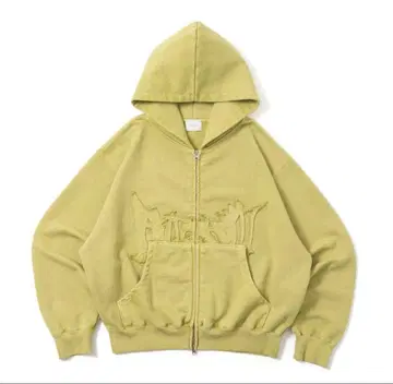 블레스유 지퍼 후드티 그린