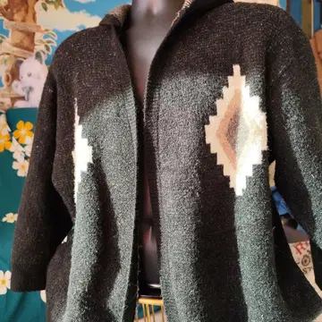 FLOVE 후드 부착 블랙 가디건 Freee 사이즈