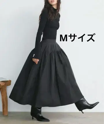 루일 에 부티크 버블 플레어 스커트 블랙 플레어 롱 스커트