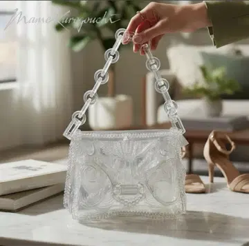 [ 명작 ] 마메쿠로구치 PVC 클리어 체인 숄더백